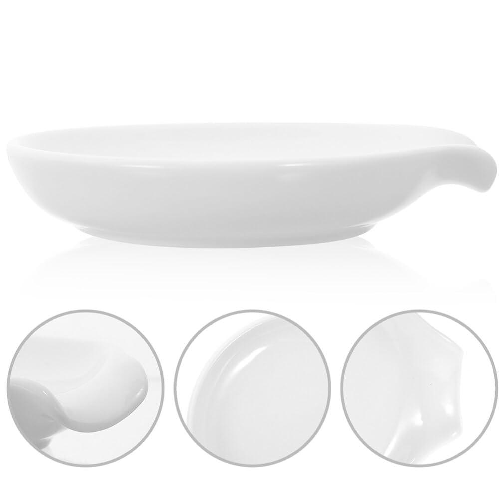 Luxshiny Luxshiny Ceramic Spoon Rest, 4pcs Spoon Holder Coffee Spoon Rest Spoon Cradle Kitchen Spatula Rest Tea Bag Coaster for Countertop Utensils Tongs Cooking Spoon