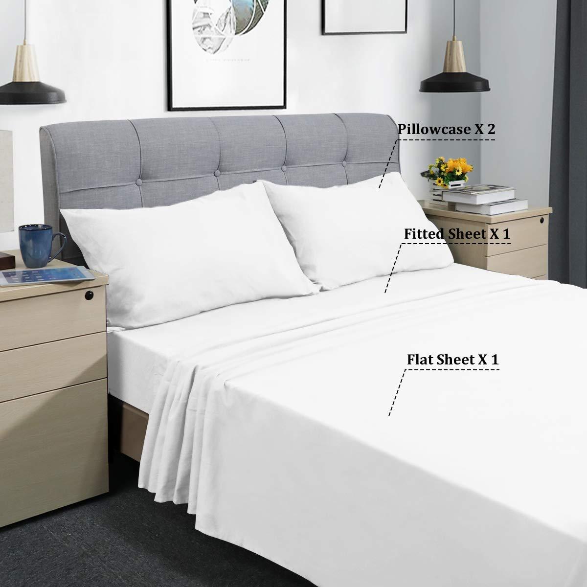 Elf Linen Elf Linen Luxurious 1500 Thread Count Italian Finish 100% Egyptian Cotton 4-Piece Bed Sheet Set, Queen, White Solid Pattern (Fits Mattress Up to 24-26\" Deep Pocket)