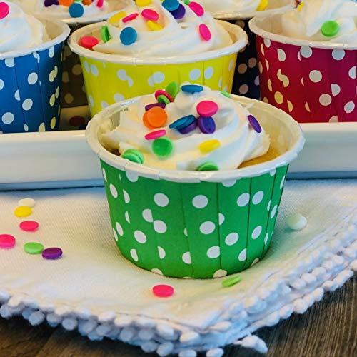 Outside the Box Papers Candy Nut Christmas Paper Cups - 48 MINI Baking Paper Treat Cups - Green and White Dot - 2 x 1.5 Inches - 48 Pack