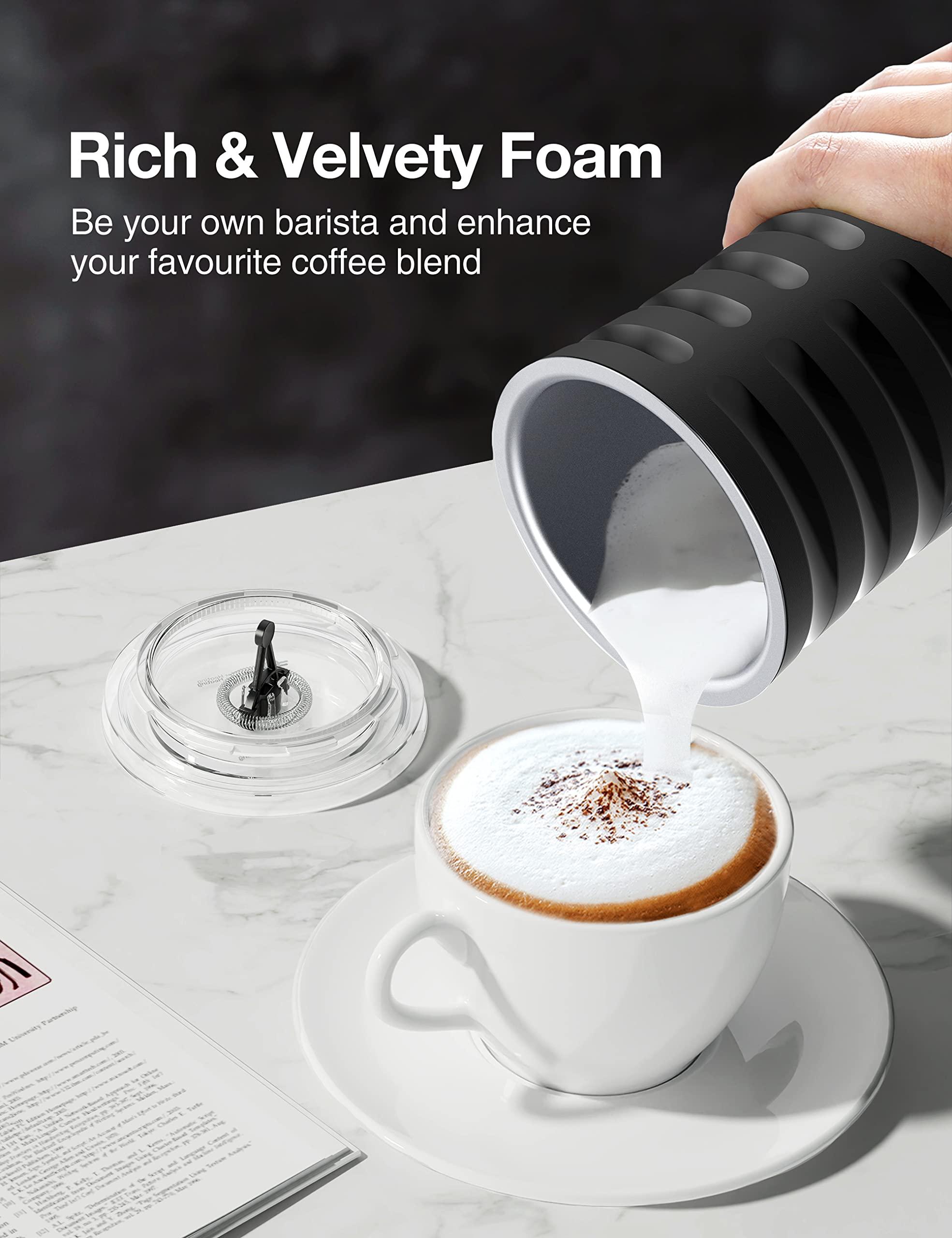 PARIS RHNE Milk Frother, Paris Rhne Milk Frother and Steamer for Hot and Cold Foam, 4-in-1 Electric milk frother for coffee, Quiet Milk Steamer with Auto Shut OFF, Milk Warmer for Latte, Cappuccino, Macchiato