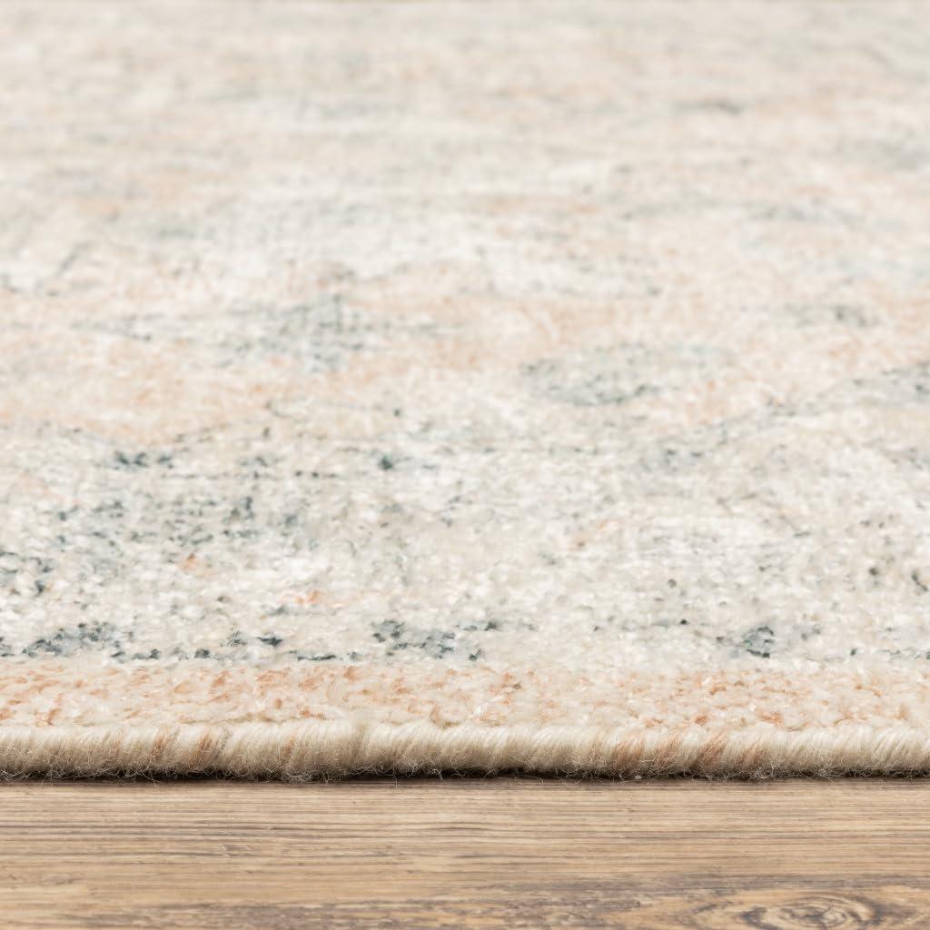 HomeRoots 10' X 13' Beige and Grey Oriental Hand Loomed Stain Resistant Area Rug with Fringe