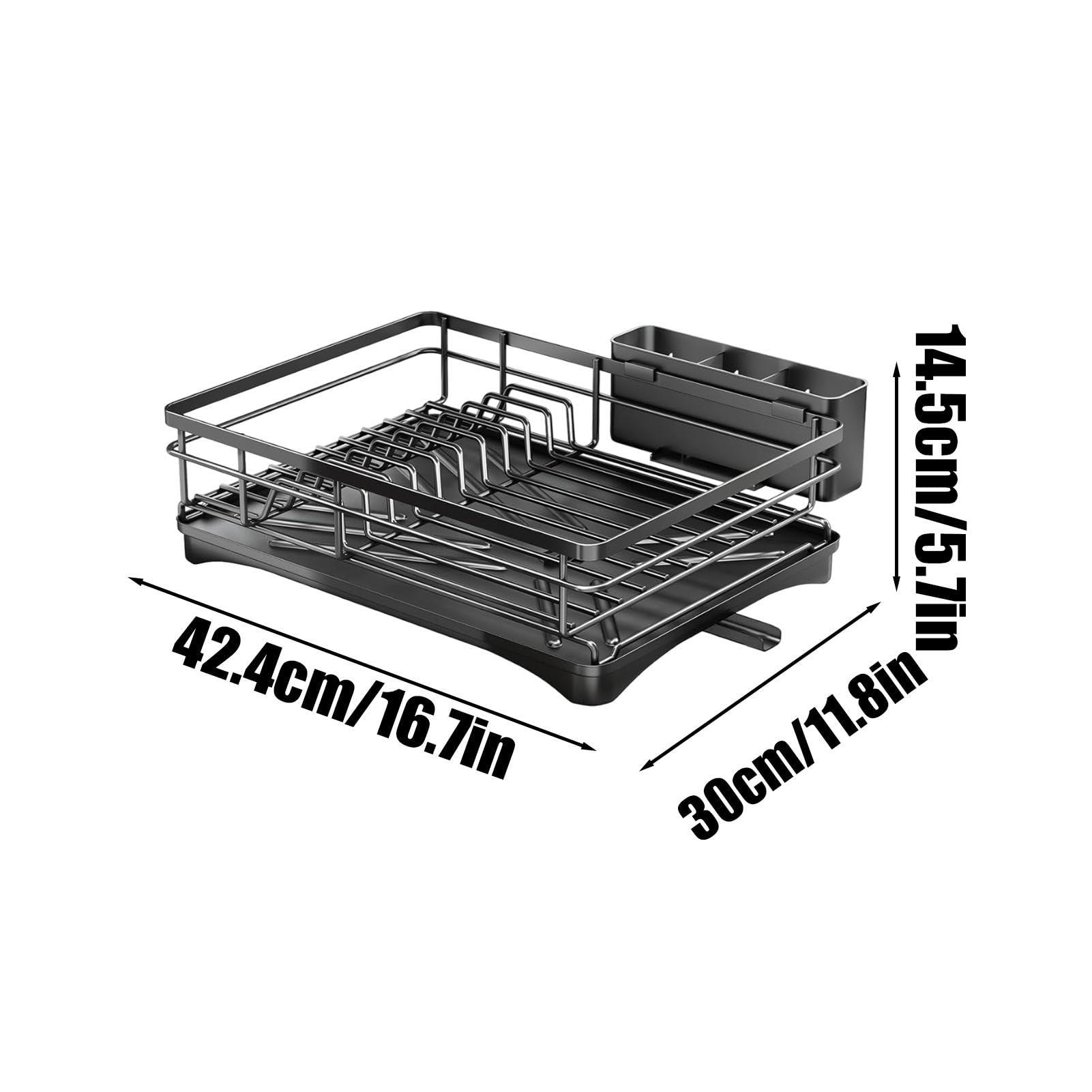 GLANSI Plate Drying Rack - Kitchen Dish Rack | Space Saving Dish Drainer For Kitchen | Stainless Steel Rustproof Dish Rack | Countertop Sink For Dinner Plates And Chopsticks | Kitchen Organizer For Dishes, S