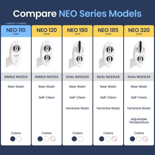 LUXE Bidet LUXE Bidet NEO 110 - Fresh Water Non-Electric Bidet Attachment for Toilet Seat, Adjustable Water Pressure, Rear Wash (White)