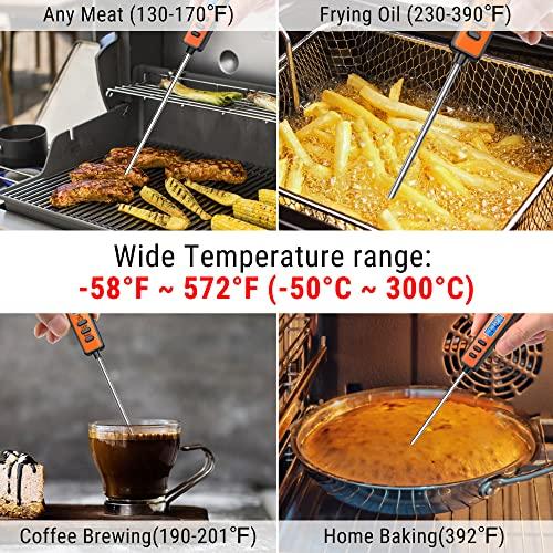 ThermoPro ThermoPro TP01A Digital Meat Thermometer for Cooking Candle Liquid Deep Frying Oil Candy, Kitchen Food Instant Read Thermometer with Super Long Probe, Backlit, Lock Function