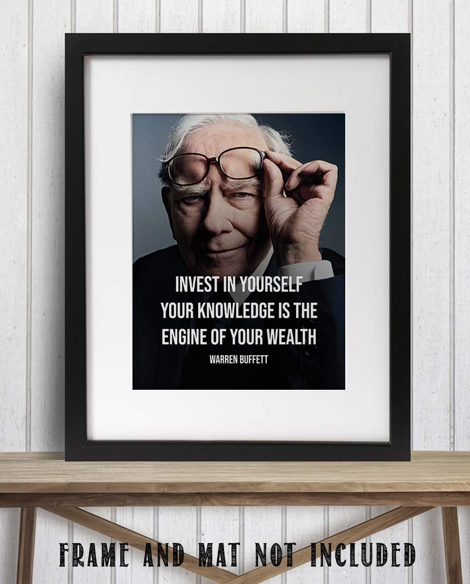 AMERICAN LUXURY GIFTS Warren Buffett Quote Wall Art - \"Invest In Yourself\" - 8x10\" Motivational Print with Silhouette For Home Decor, Office Decor & School Decor. Unframed