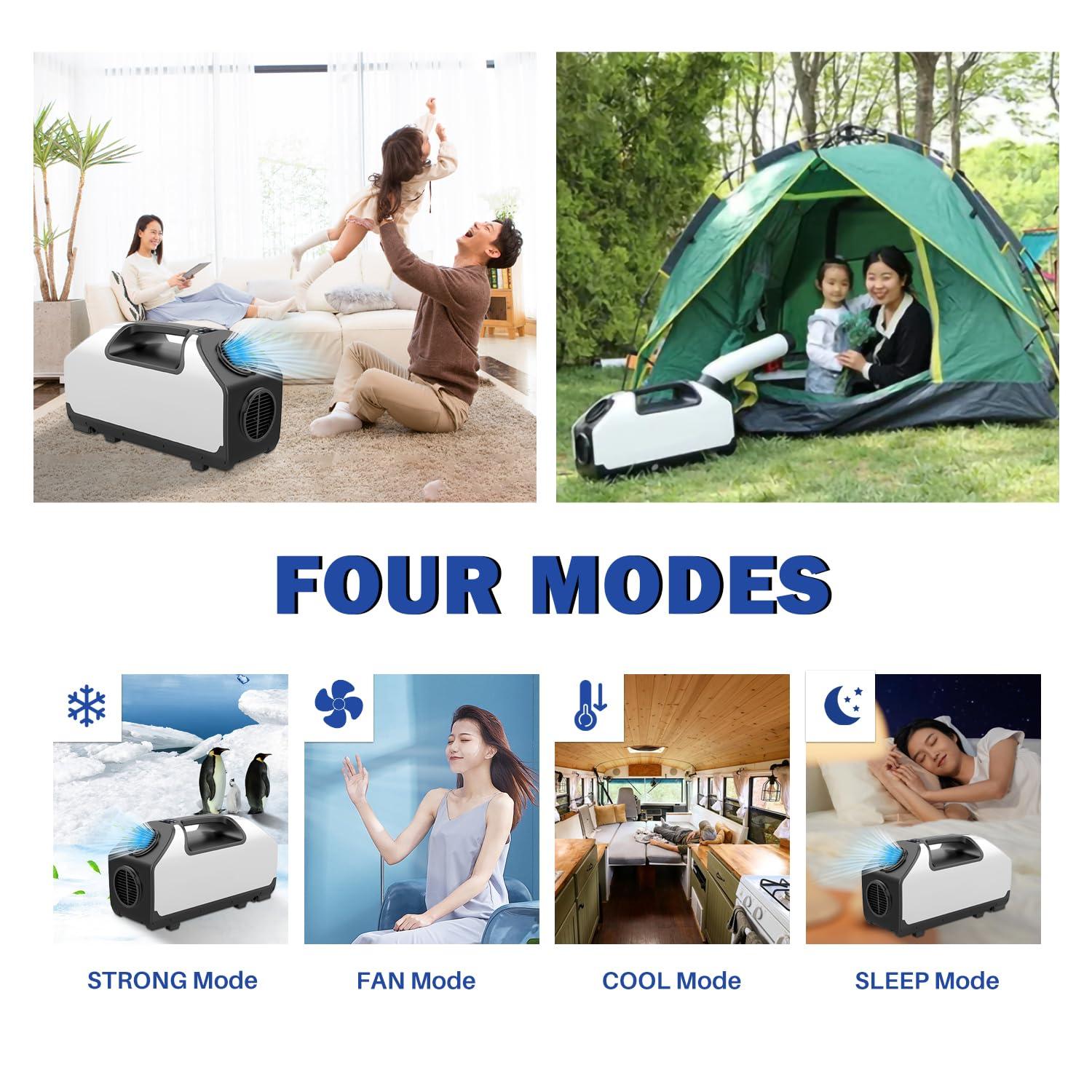 Aspligo Aspligo DC 24v Tent Air Conditioner 3000BTU Portable Air conditioner Cooling AC Unit for Outdoor Camping Tent Van RV Camper Motorhome Truck Trailer SUV Car New energy