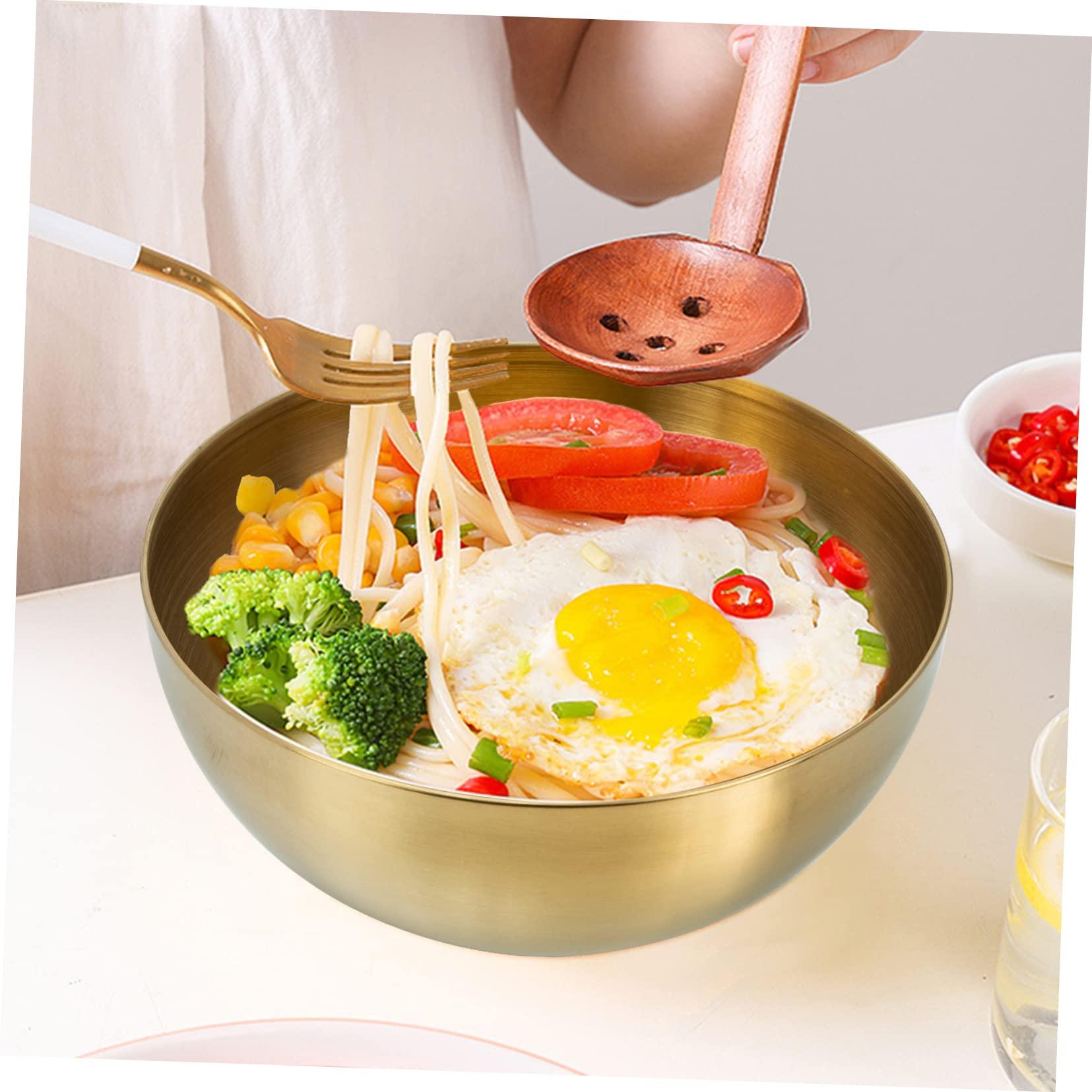 Ciieeo Ciieeo 3pcs Stainless Steel Salad Bowl Bowls Ramen Bowl Pot Salad Servers Silver Soup Bowl School Foldable Salad Bowl Bin Liners Gold Food Mixing Bowl Dryer Fruit Salad Container Golden