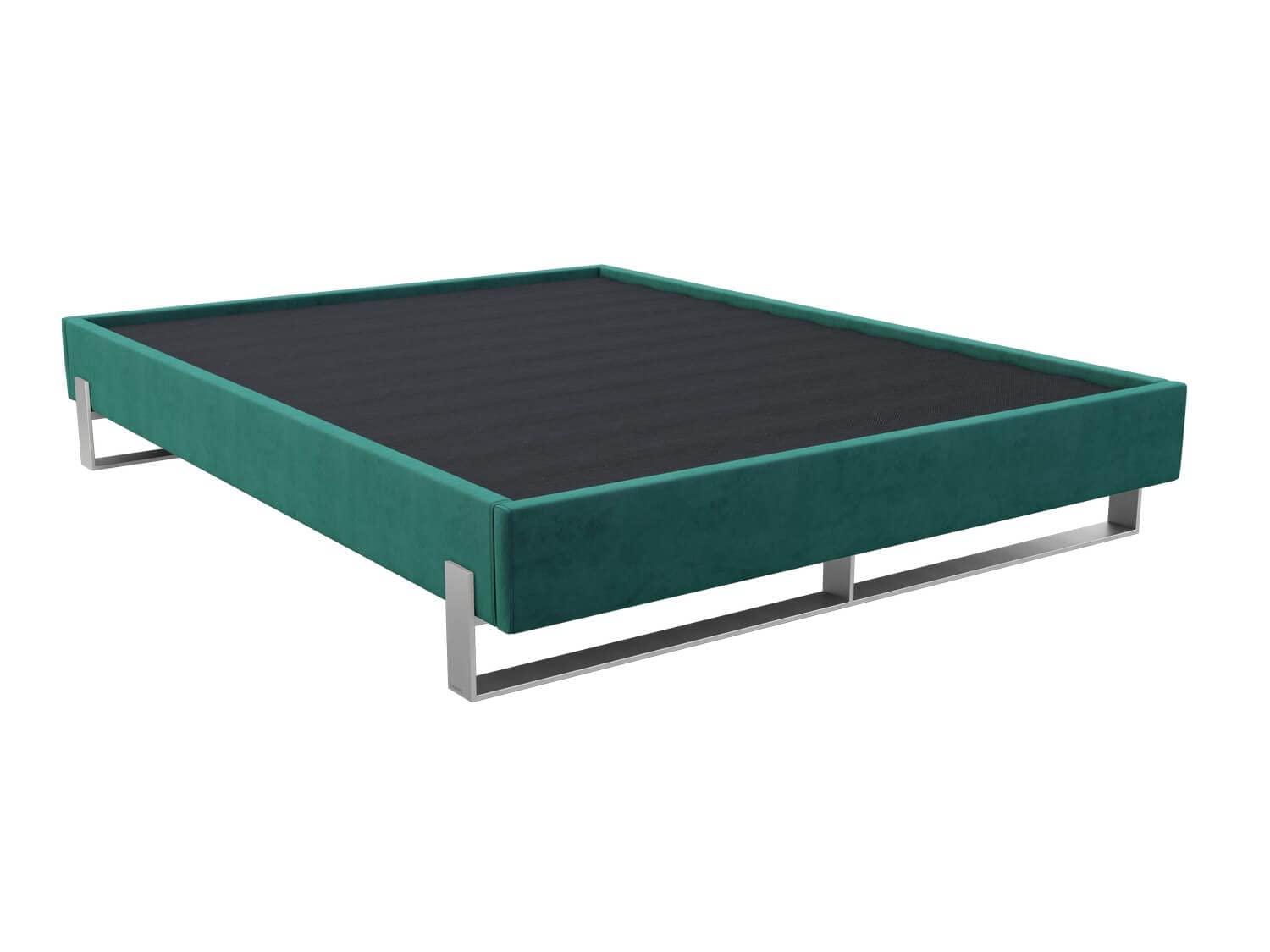 VANT VANT Elevated Platform Bed - Brushed Nickel - Queen Size - Velvet Emerald Green - Easy Assembly Bed Frame - No Box Spring Needed - Sleek Modern Design for Any Bedroom