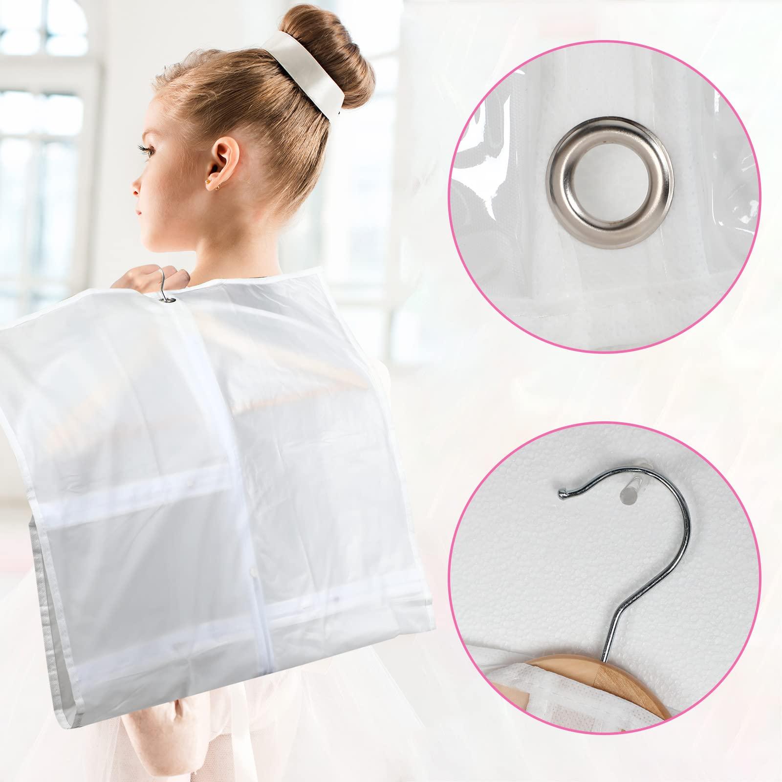 Woanger Woanger 6 Pcs Garment Bags for Dance Costumes Clear PVC with Zippers Garment Bag with Pockets Dance Costume Organizer Carrier for Storage Cover for Adult (White,20'' X 40'')