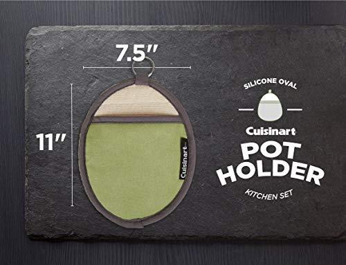 Cuisinart Cuisinart Silicone Oval Pot Holders and Oven Mitts - Heat Resistant, Handle Hot Oven/Cooking Items Safely - Soft Insulated Pockets, Non-Slip Grip and Convenient Hanging Loop - Green, 2pk