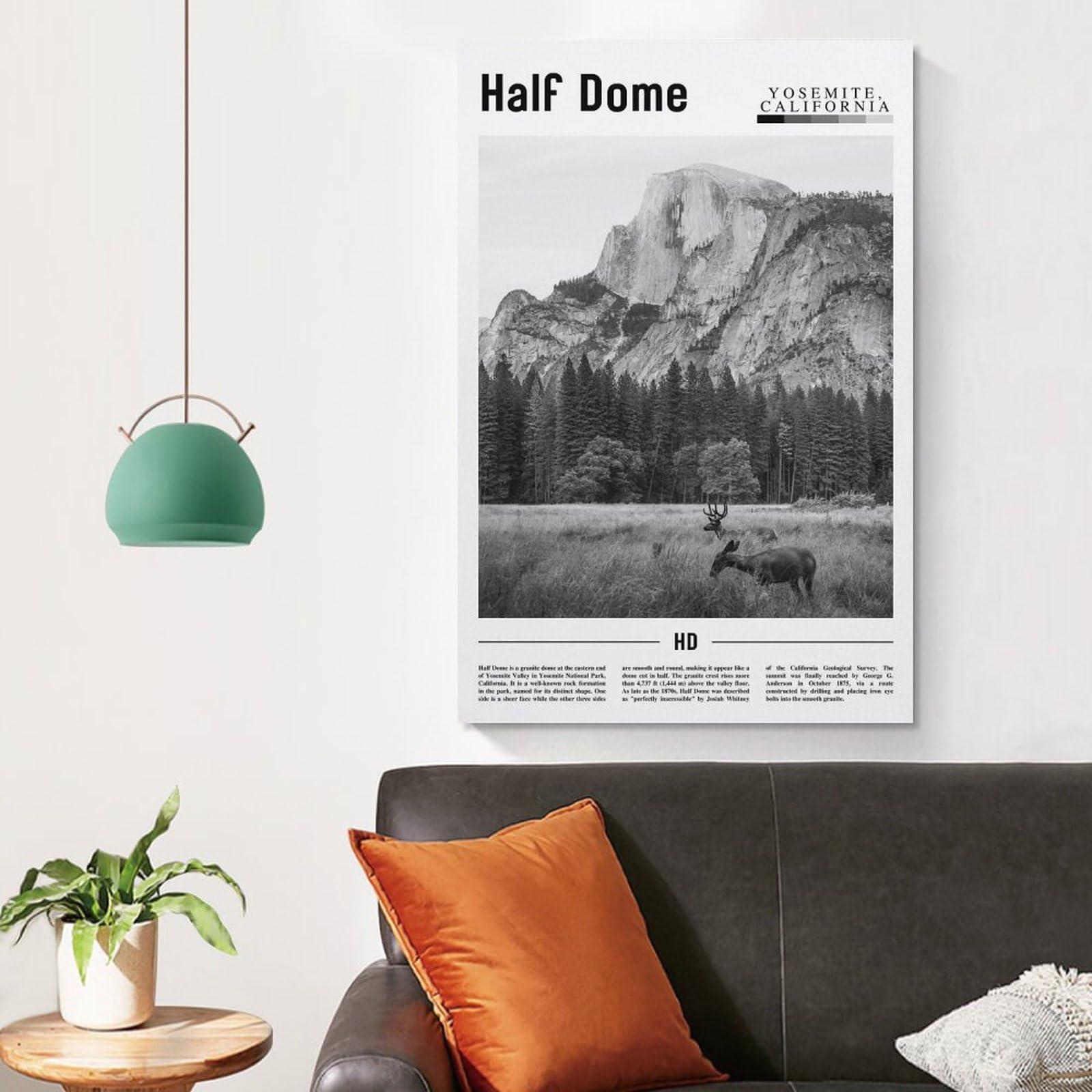 ZejaL ZejaL Half Dome Black And White Travel Landscape Poster California City Wall Art Room Aesthetic Poster for Room Aesthetics Canvas Wall Art Poster And Print 24x36inch(60x90cm)