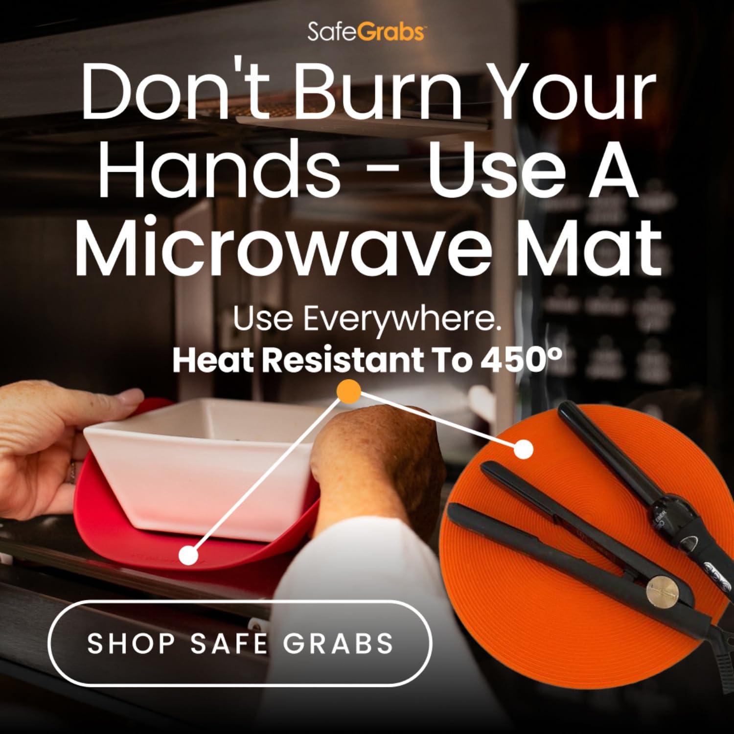 Safe Grabs Safe Grabs: Multi-Purpose Silicone Original Microwave Mat as Seen on Shark Tank | Splatter Guard, Trivet, Hot Pad, Pot Holder, Minimize Mess (BPA Free, Heat Resistant, Dishwasher Safe) (Spruce)