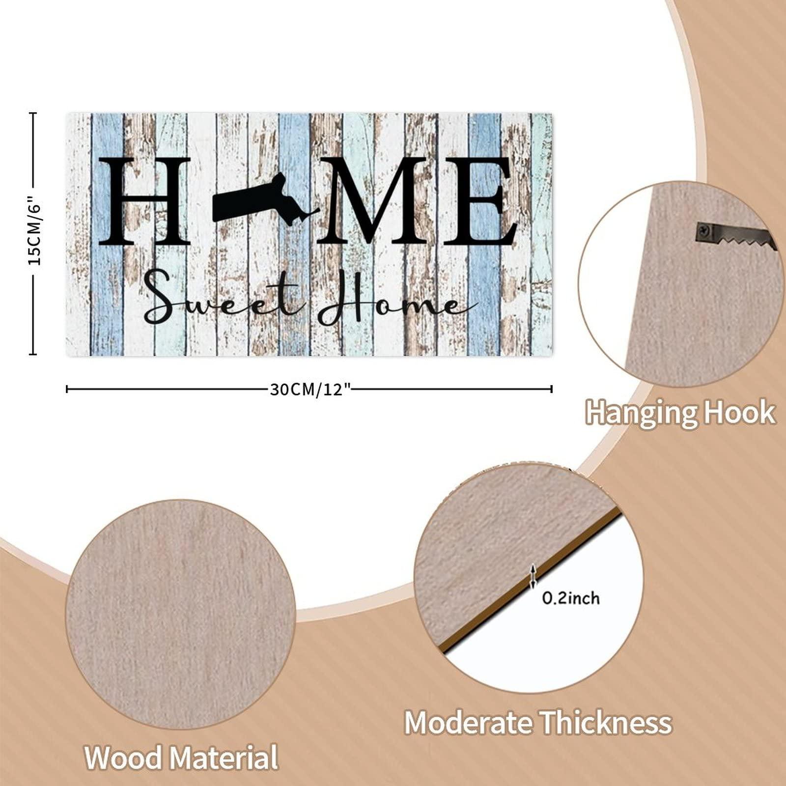 Alioyoit Rustic Wood Pallet Sign Plaque Home Sweet Home Massachusetts State Retro Wood Wall Hanging Door Plaque Rustic Wood Wall Sign Welcome Sign Wall Hanging Decorations for Living Room Bedroom 6x12 Inch