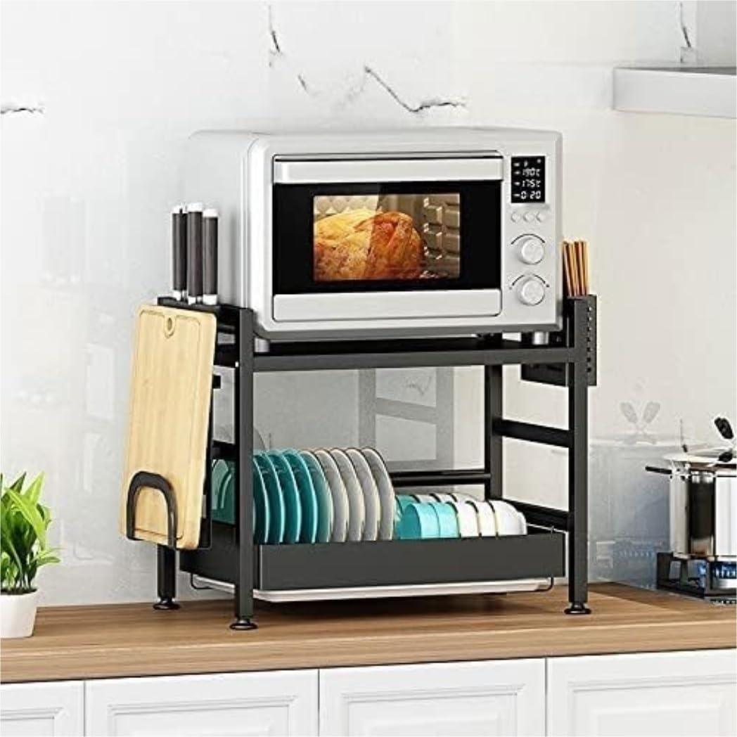 EVXOIJM EVXOIJM Microwave Stand Microwave Oven Rack Microwave Rack 2 Tier Microwave Oven Rack Carbon Steel Microwave Stand Spice Organizer Shelf Kitchen Storage Rack Microwave Shelf Microwave Stand Shelf