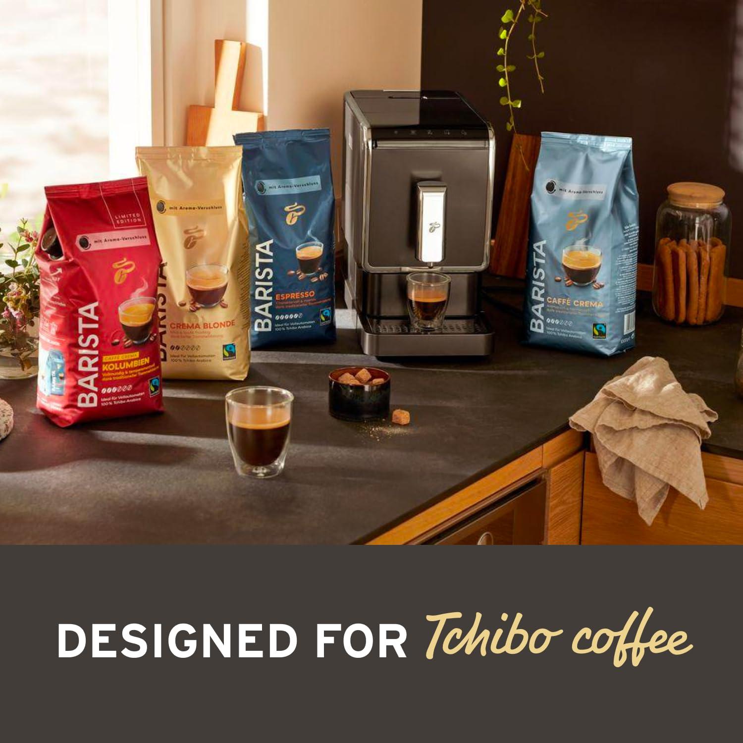 Tchibo Tchibo Automatic Espresso & Coffee Machine Bundle with Built-in Grinder, Comes With 3 x 12 oz. Bags of Whole Bean Coffee, Red