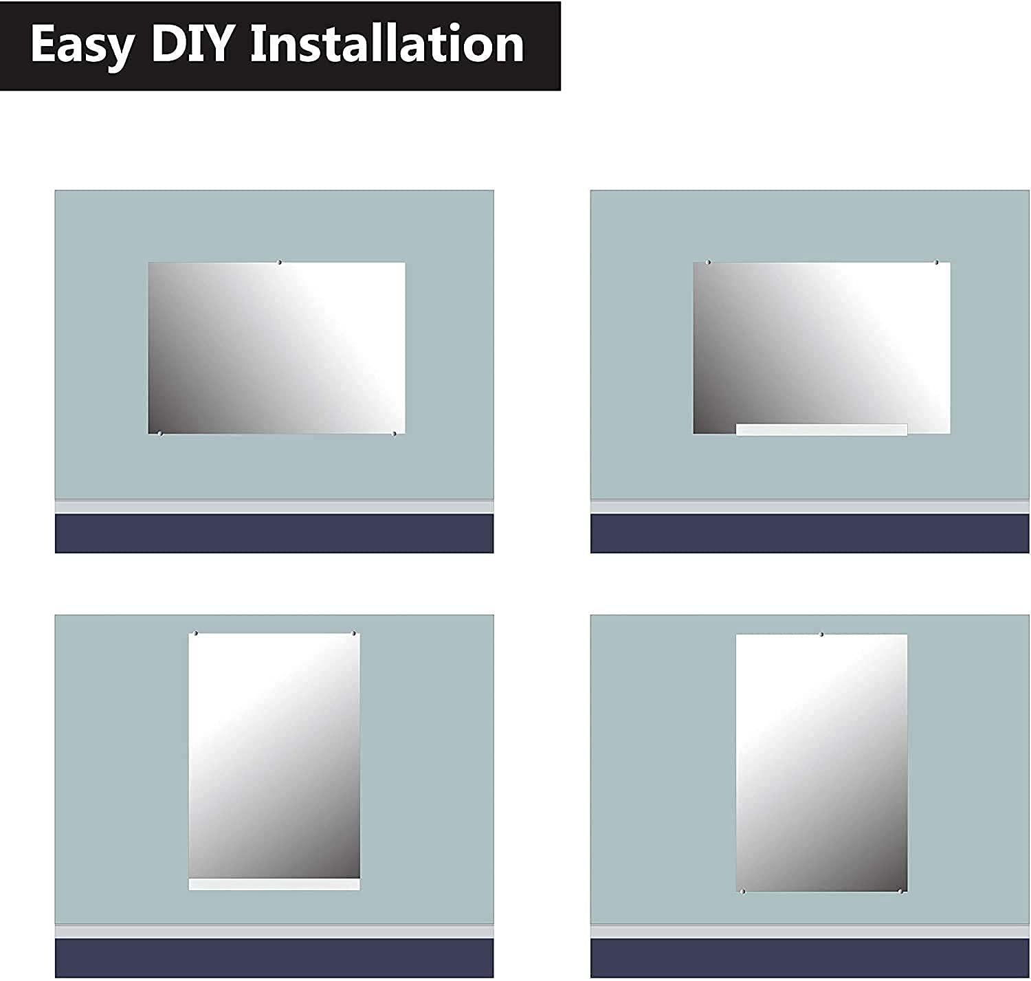 H&A H&A Wall Mounted Mirrors for Home Gym, Gym Mirrors for Home Gym, Workout Mirrors with Flat Polished Edge, Big Body Wall Mirror for Dance Studio,Fitness,Gymnastics, Yoga - 48x32