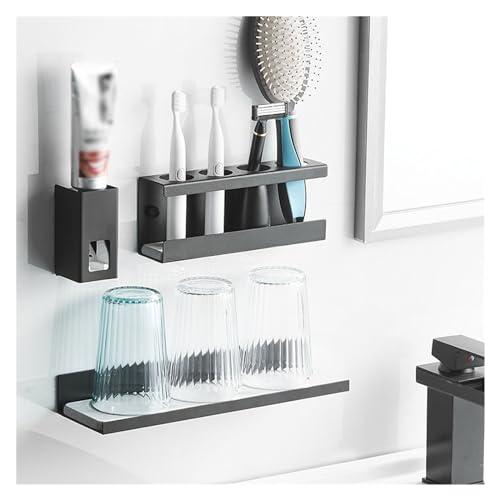 SENBAILU SENBAILU Toothbrush Rack Aluminum Toothbrush Holder Wall-Mounted Gun Gray Toothpaste Holder 4-Slot Storage Rack Easy to Install Without Drilling Bathroom Toothbrush Holder(S20cm)