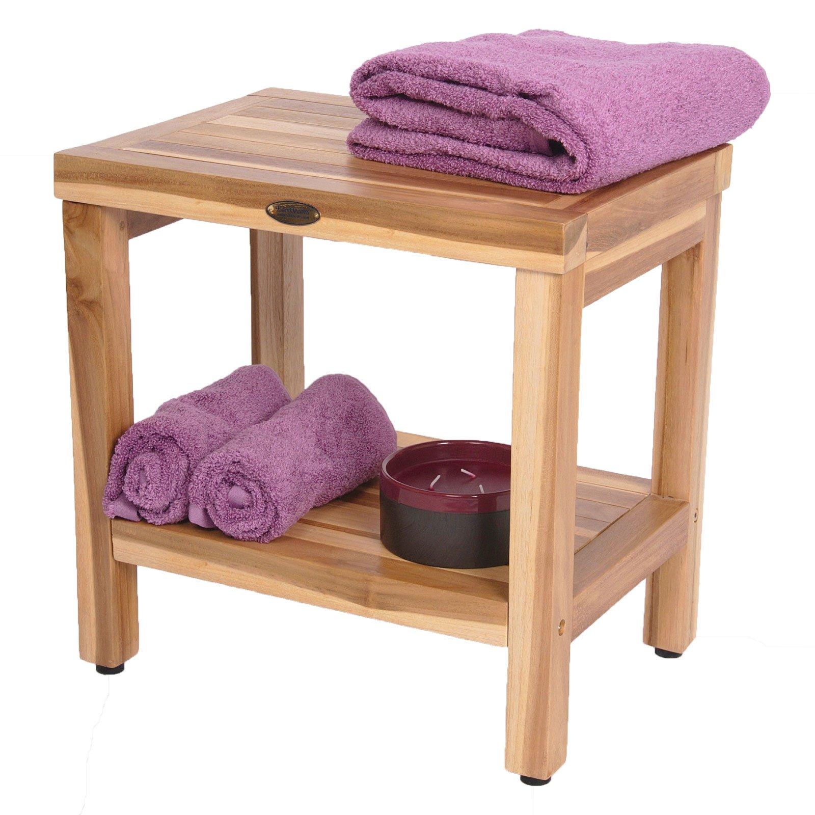 EcoDecors EcoDecors 18 inch, Teak Shower Bench, Teak Shower Seat, Teak Bench for Shower, Teak Stool, Teak Shower Chair, Teak Shower Bench for Inside Shower, Teakwood Shower Bench