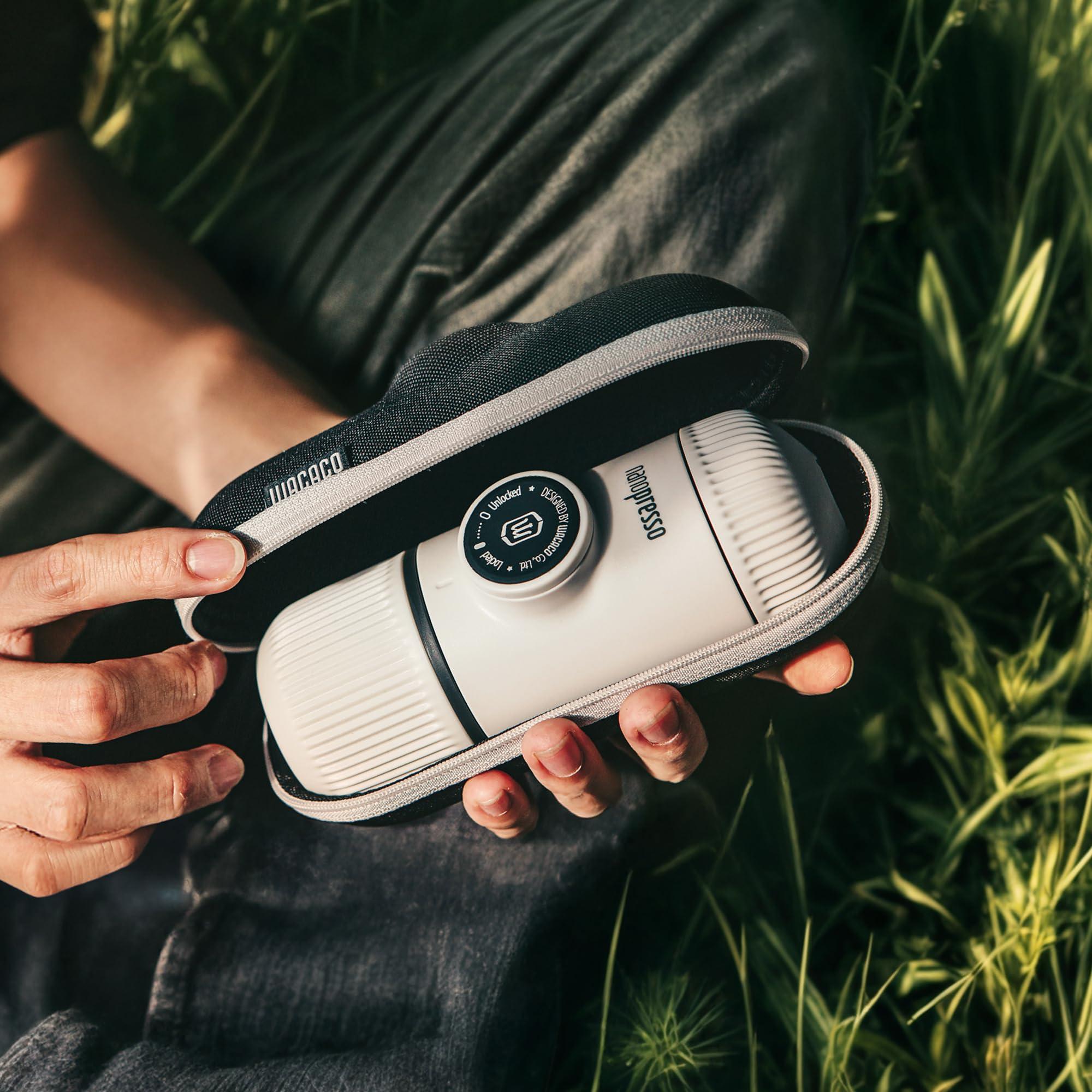 WACACO WACACO Nanopresso Portable Espresso Maker Bundled with Protective Case, Upgrade Version, Mini Travel Coffee Machine, Perfect for Camping, Travel and Office (Elements Chill White)