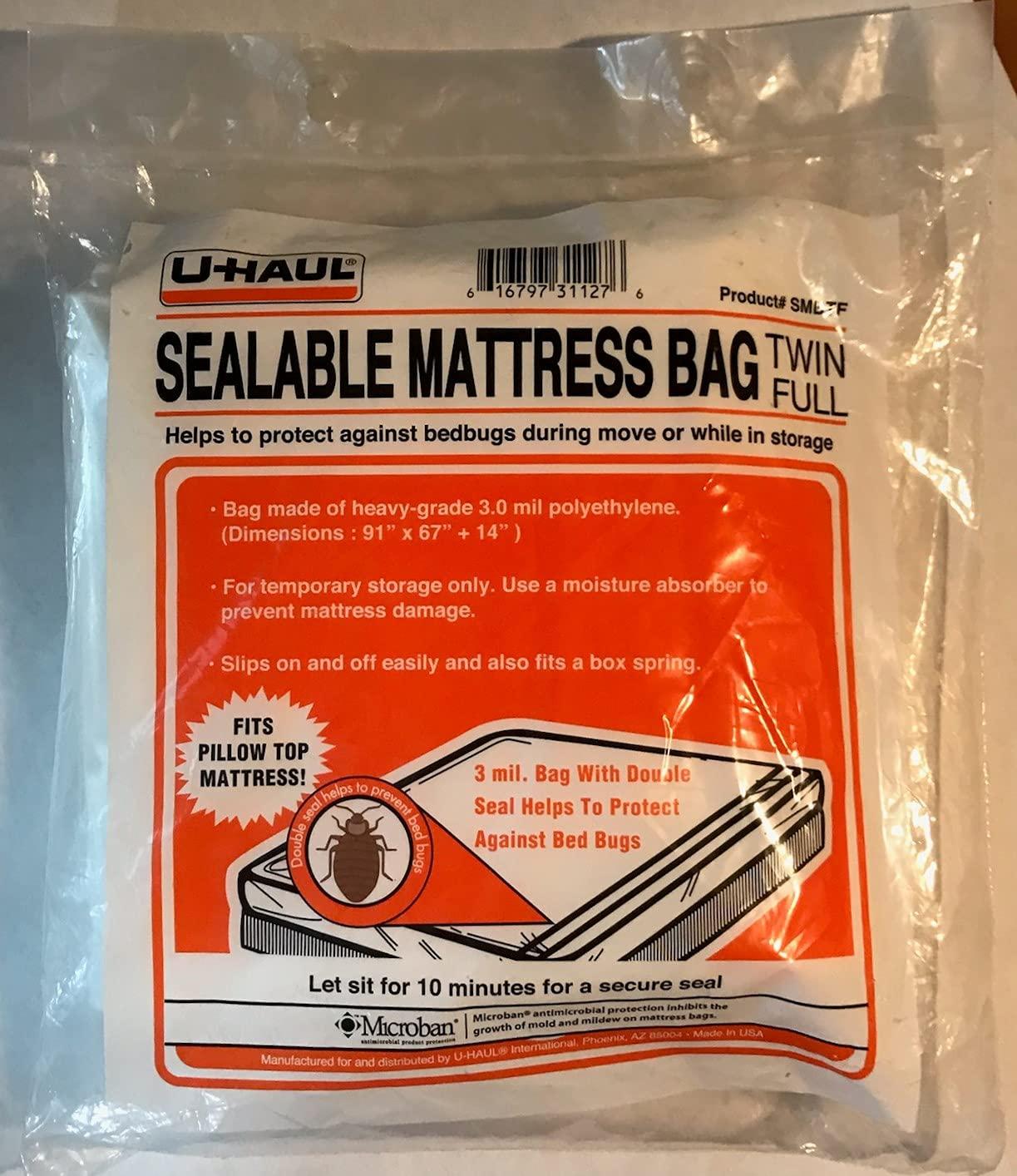 U-Haul U-Haul Sealable Mattress Bag - Moving and Storage Protection for Mattress or Box Spring - 3 Mil (Twin or Full Size Mattress) - 91 x 67 x 14
