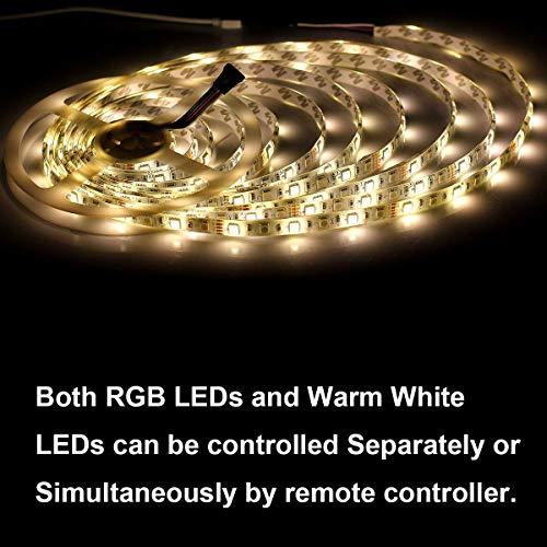 SUPERNIGHT SUPERNIGHT RGBWW LED Strip Light IP65 Waterproof RGB Color Changing Rope Lighting with Warm White 3500K Color 16.4ft 300leds 5050 Tape Light (RGB + Warm White)