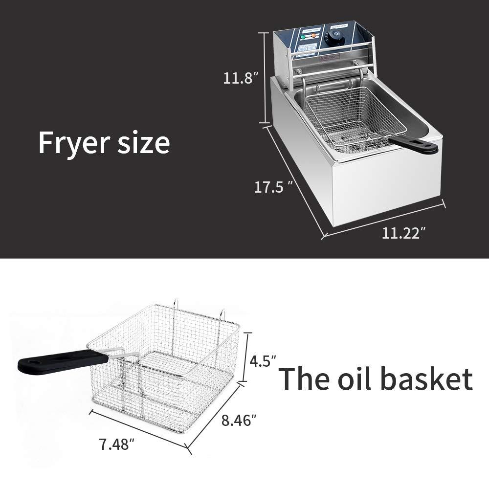 YYAO YYAO Deep Fryer 2500 W 6.3QT/6L Stainless Steel Electric Fryer with Baskets and Filters,Electric Fryer for Turkey,Steak,French Fries,Donuts