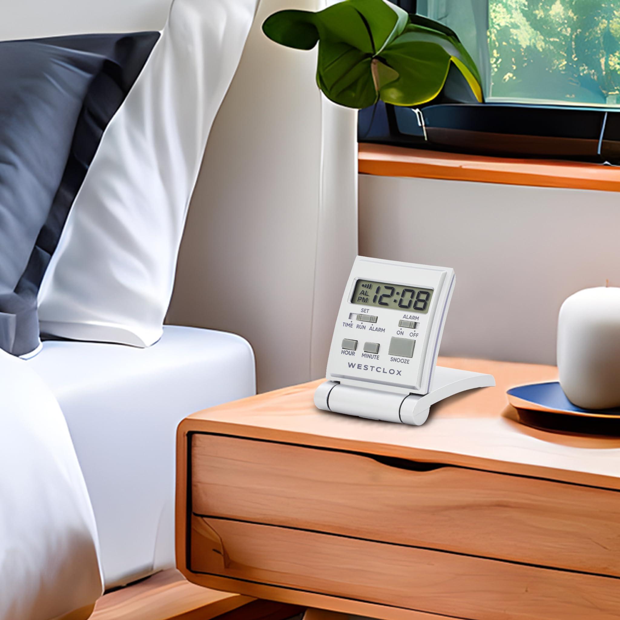Westclox Westclox Travelmate LCD Travel Folding Alarm Clock 5\", Silver
