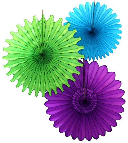 Devra Party Devra Party 3-Piece Tissue Paper Fans, Peacock, 13-18 Inch