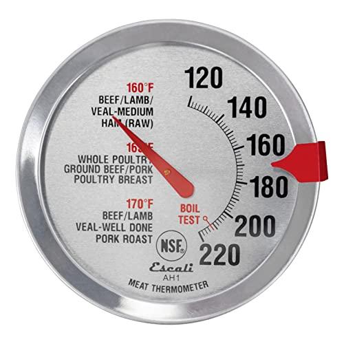 Escali Escali AH1 Stainless Steel Oven Safe Meat Thermometer, Extra Large 2.5-inches Dial, Temperature Labeled for Beef, Poultry, Pork, and Veal Silver NSF Certified