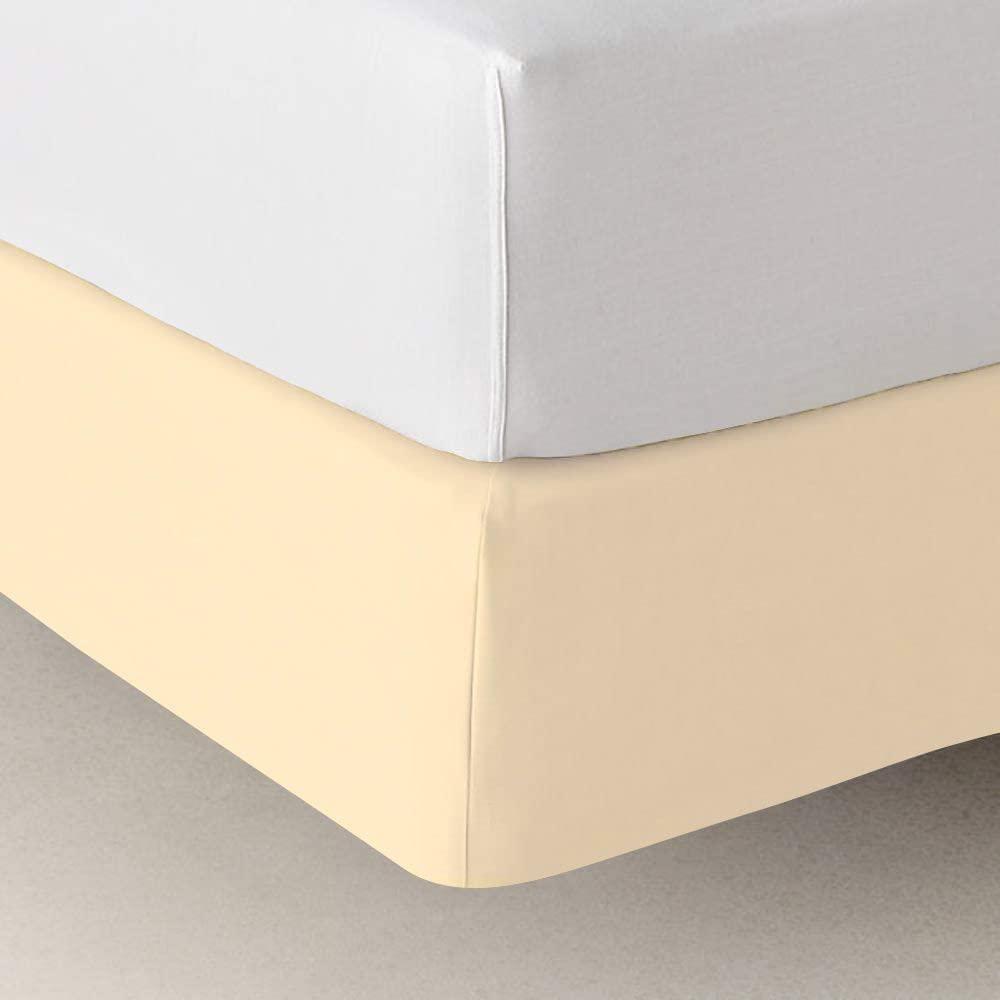 Yarns of Cotton Box Spring Cover Olympic Queen Size, Elastic Fabric Wrap Around 4 Sides Bed Skirt, Ultra Soft & Wrinkle Free, Sleek Alternative Replacing Bedskirts for Hotel/Home, Fits Box Springs up to 6\", Ivory