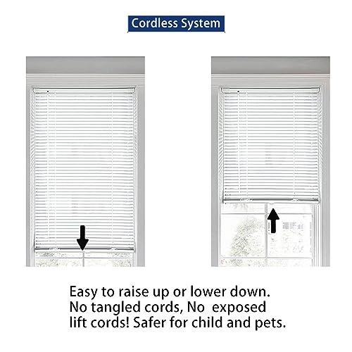 Amingrui Horizontal Window Blinds -No Drill Cordless, Light Filtering 1'' Shades for Windows, Easy-Install White Aluminum Blinds. Good for Kitchen, Bathroom, Bedroom-52 1/2"W x 70"H,Custom Size (Wide 12"~60")