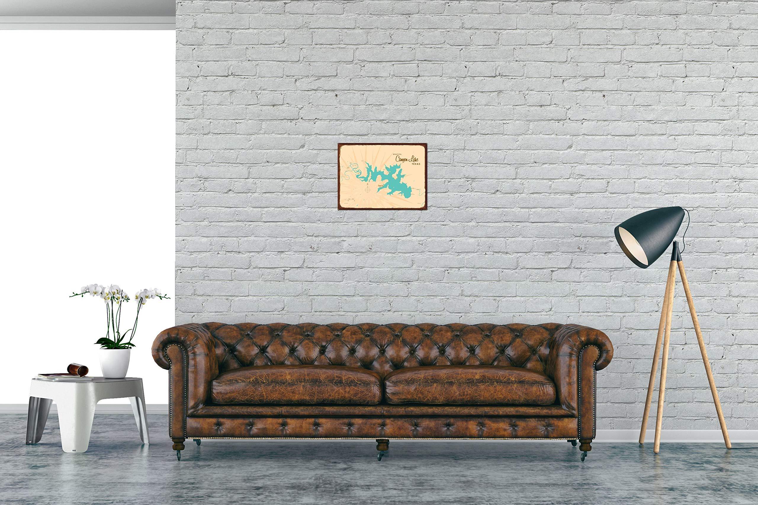 Art of Place Canyon Lake Texas Map Rustic Metal Art Print from Illustration by Lakebound 17" x 23"