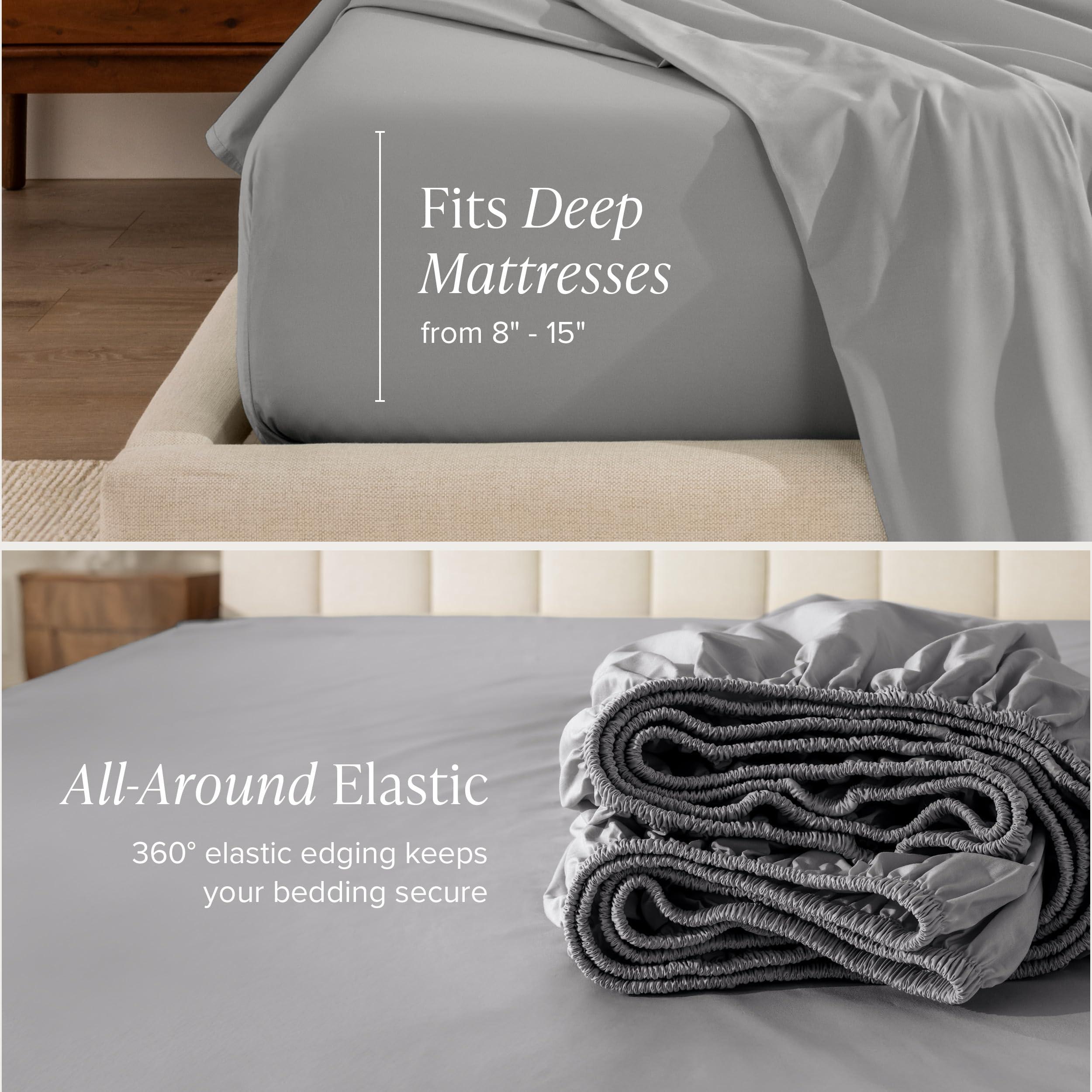 Bare Home Bare Home 100% Organic Cotton California King Sheet Set - Crisp Percale Weave - Cool, Breathable, and Hypoallergenic - Bedding Sheets & Pillowcase (California King, Light Grey)