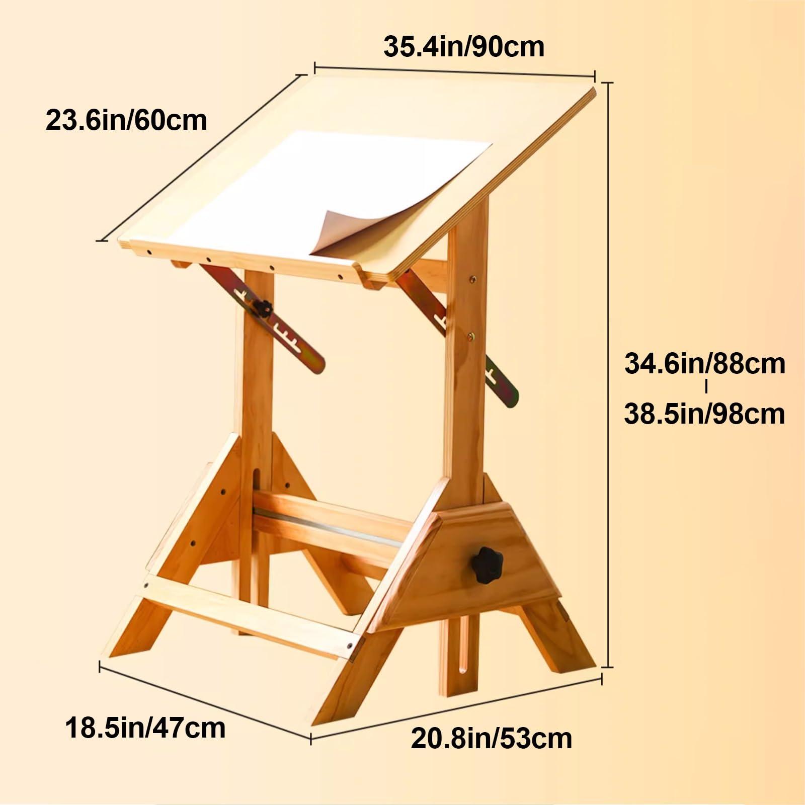 LYXXJRYBHD LYXXJRYBHD Art Desk, Architect Table, Drawing Board, Artist Tilts Flat Table, Adjustable Laptop Table, for Writing, Design, Reading(23.6x35.4in/60x90cm)