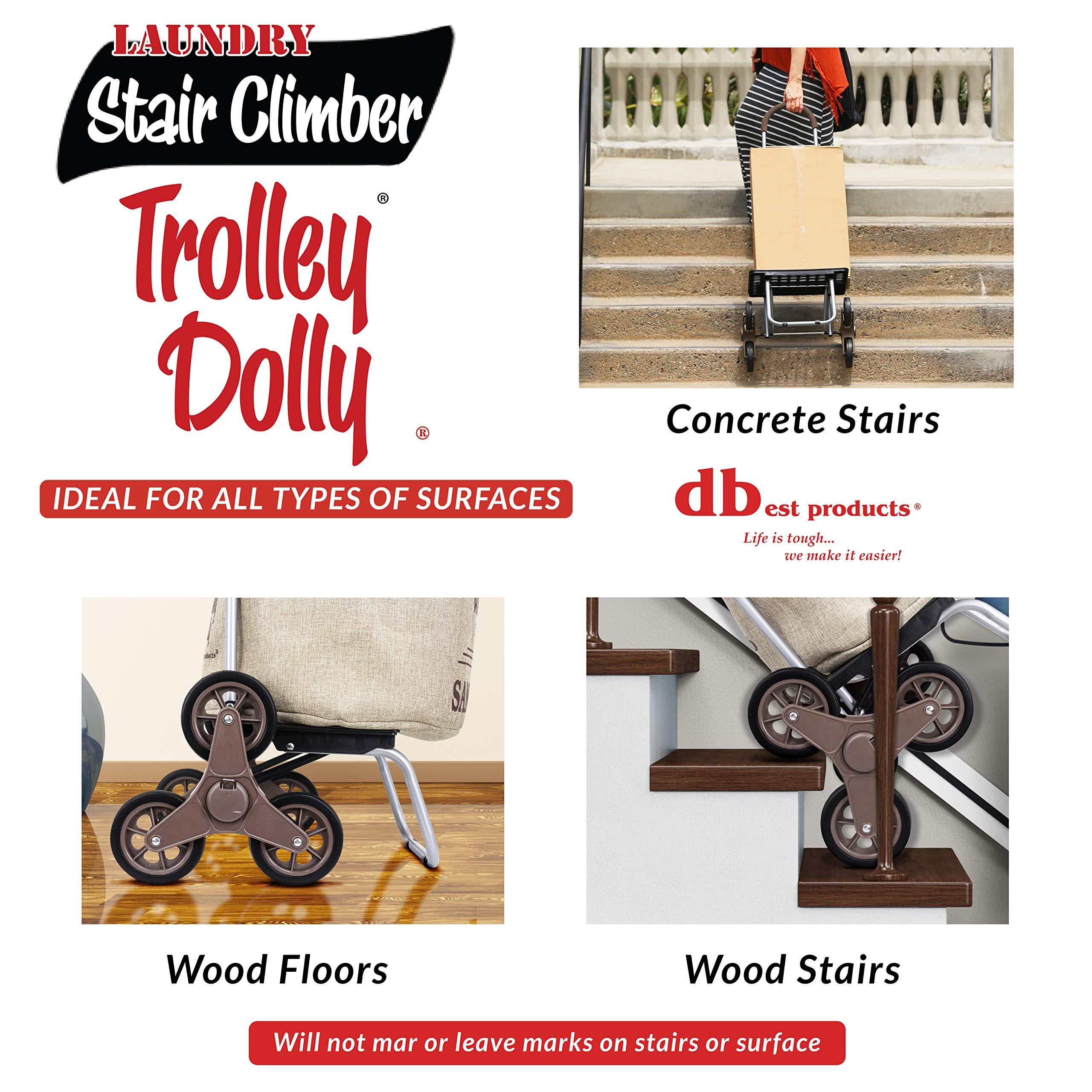 dbest products dbest products Stair Climber Laundry Trolley Dolly, Beige Laundry Bag Hamper Basket cart with wheels sorter