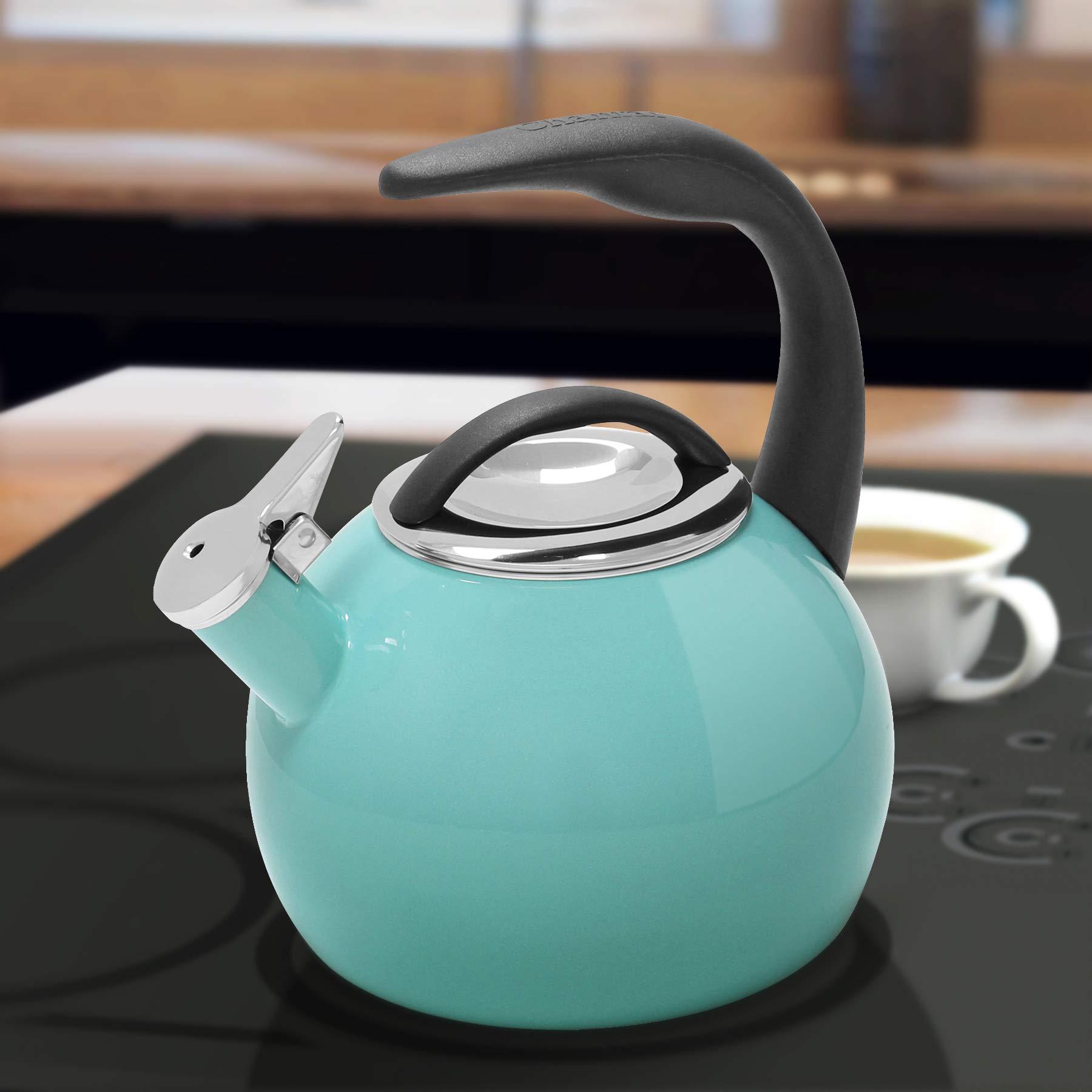 Chantal Chantal 40Th Anniversary Tea kettle, 2 Quart, Enamel Carbon steel, Whistling, Aqua