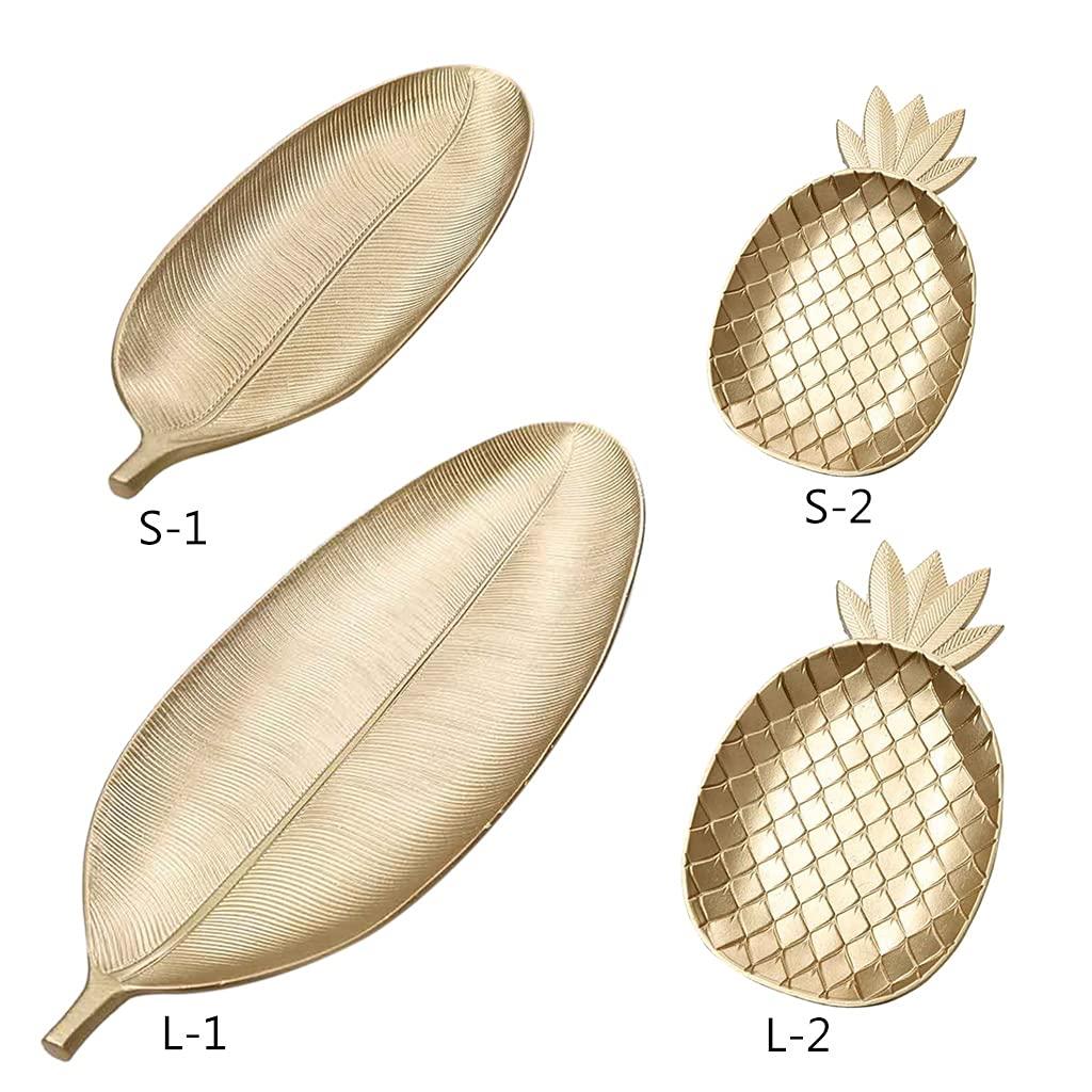 LEYILE LEYILE Gold Pineapple/Leaf Shape Desserts Fruit Plates Nordic Decorative Tray Dried, Large