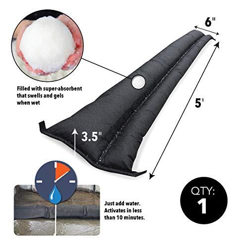 Quick Dam Quick Dam QD65-1 Water-Activated Flood Barrier-5 Feet-1/Pack, 5-ft, Black