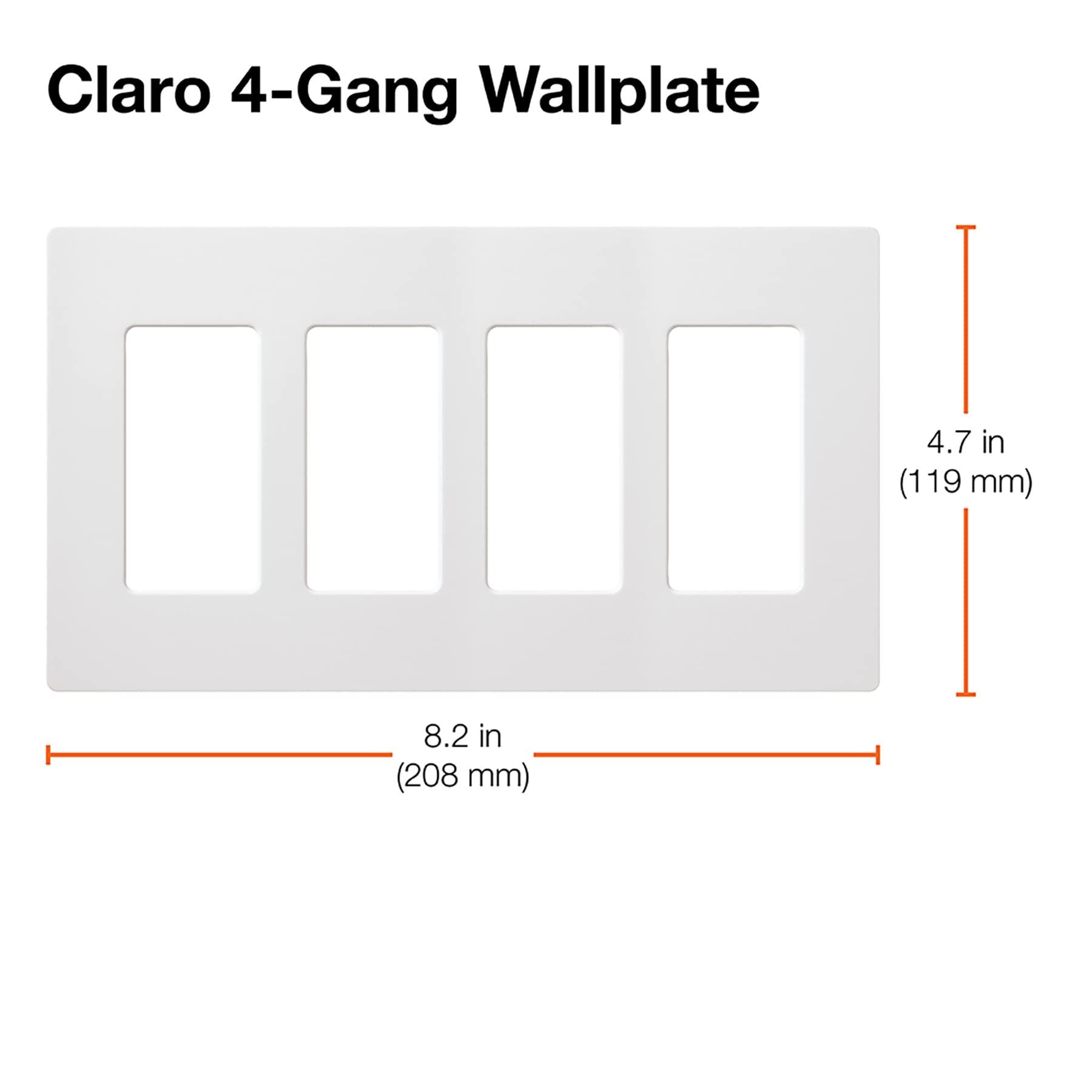 Lutron Lutron Claro 4 Gang Decorator/Rocker Wallplate, Gloss, White (12-Pack) | CW-4-WH