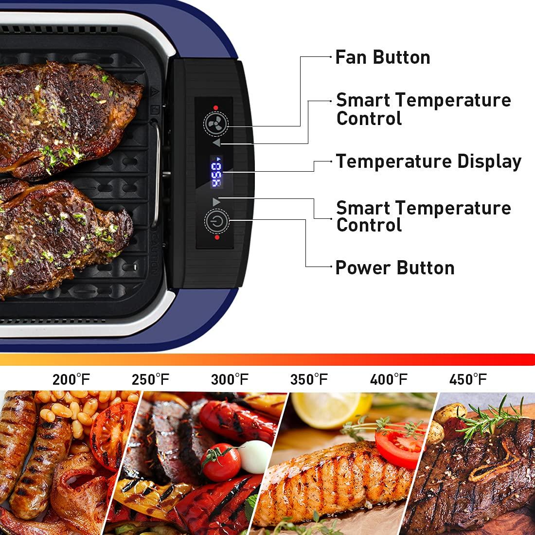 CUSIMAX Indoor Grill Electric Grill CUSIMAX Smokeless Grill Portable Korean BBQ Grill with Turbo Smoke Extractor Technology, Non-stick Removable Grill Plate, Tempered Glass Lid, Great for Party(Single Plate)