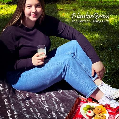 BlankieGram.com BlankieGram Healing Thoughts Throw Blanket, Comfort Gifts, Spread Positive Energy, Send Hugs with Inspirational Blanket, Perfect Get Well Gifts for Women, Men and Children - 50\"x60\" (Grey)