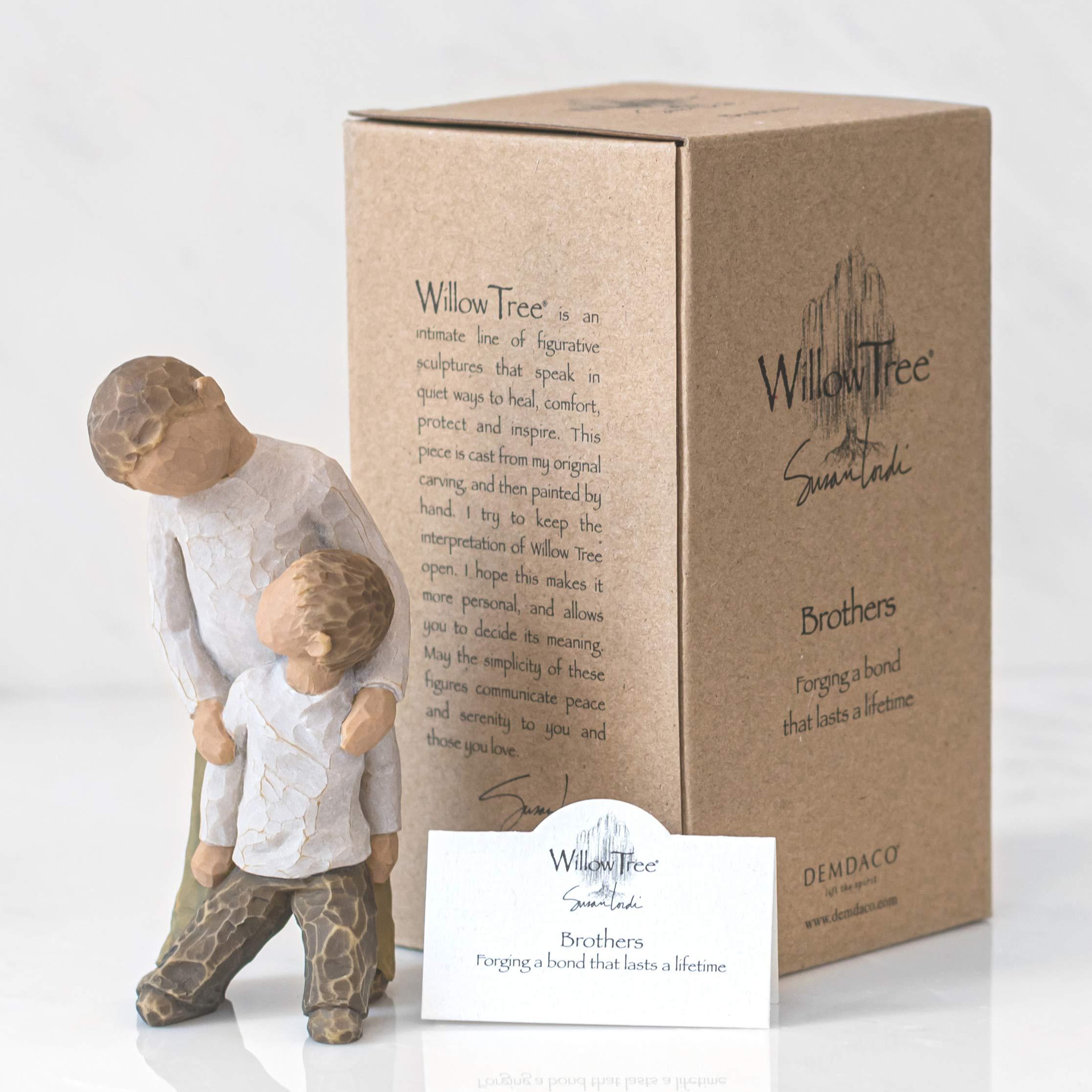 Willow Tree Willow Tree Brothers, Forging a Bond That Lasts a Lifetime, Two Boys Leaning Against Each Other, Figure Reflects Family Relationships and Best Friends, Sculpted Hand-Painted Figure