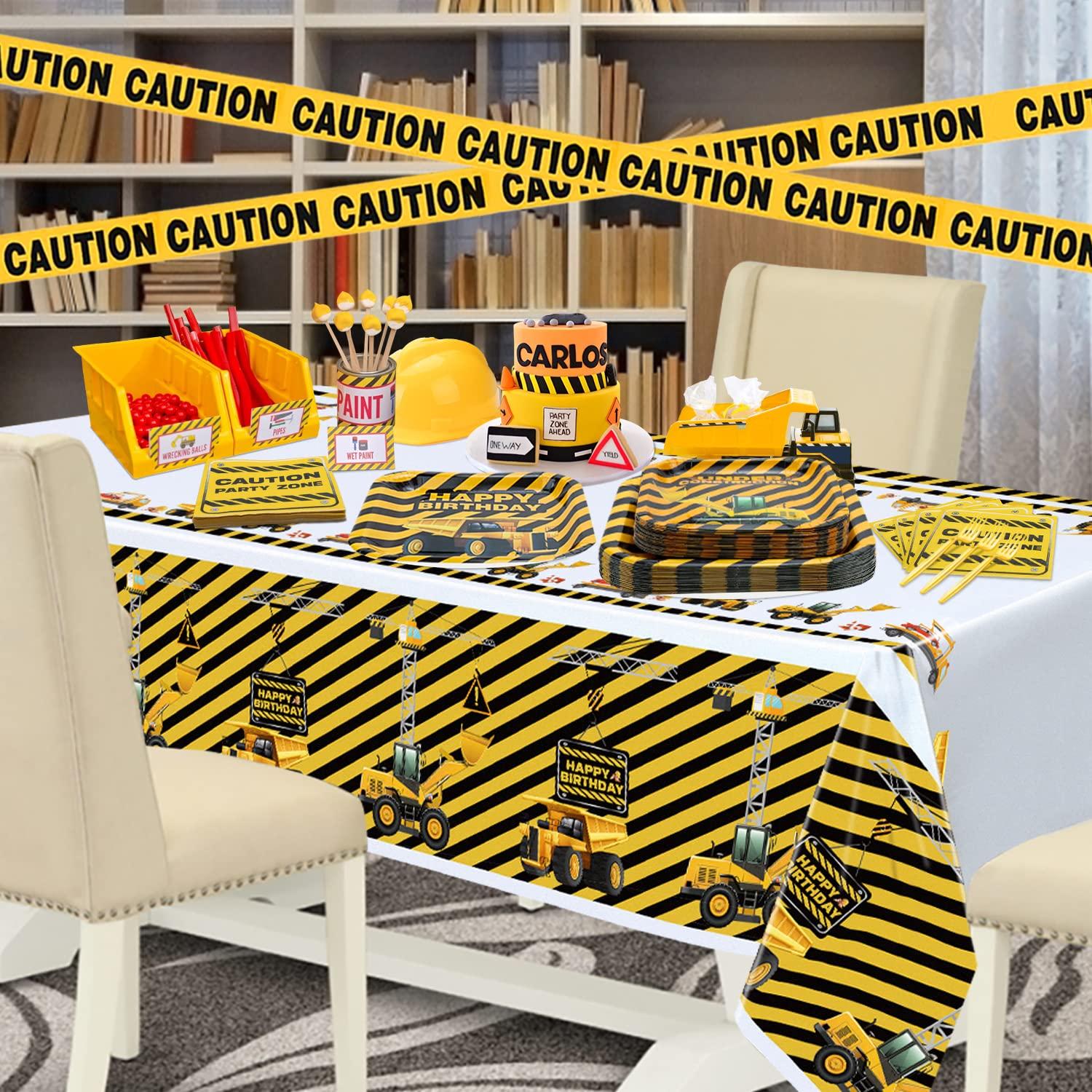 INSPIREYEE INSPIREYEE 160 Pack Construction Birthday Party Supplies Dump Truck Construction Birthday Decorations Construction Party Tableware Set - Plate, Napkins Serves 40