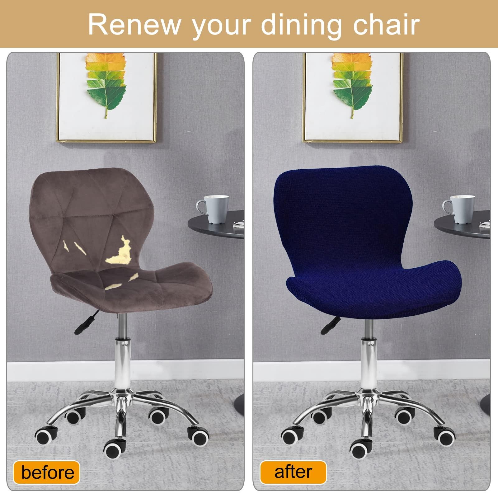 LOVEHOUGE Curved Stretch Bar Stool Covers, Kitchen Swivel Stools Slipcovers with Backrest Stretch Modern High Bar/Counter Chair Cover, for Short Dining Chair,B,6pack