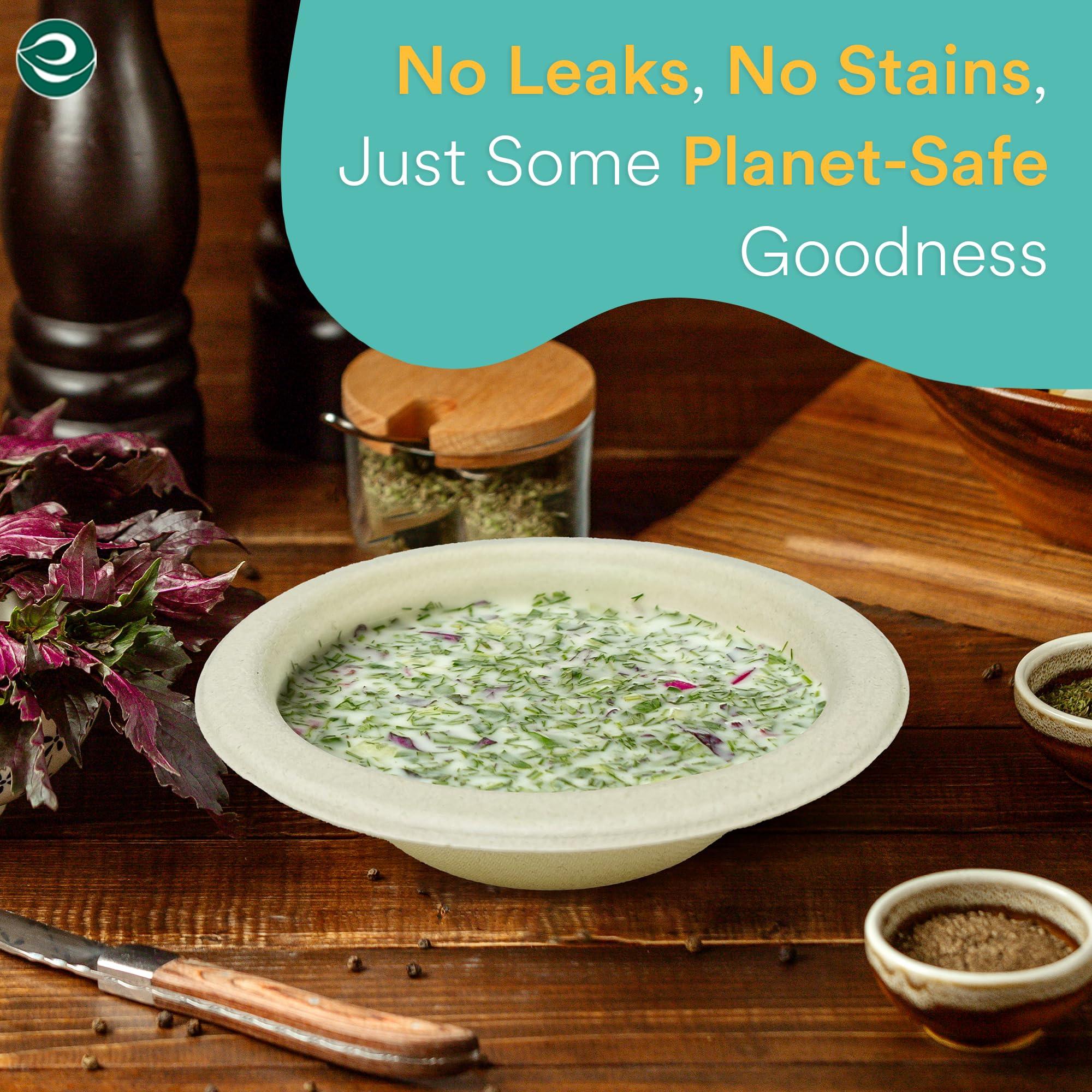 ECO SOUL ECO SOUL 100% Compostable 16 Oz Soup Bowls [100-Pack] Disposable dessert bowls I Heavy duty paper bowl I Eco-friendly salad bowl I Biodegradable large Bowls