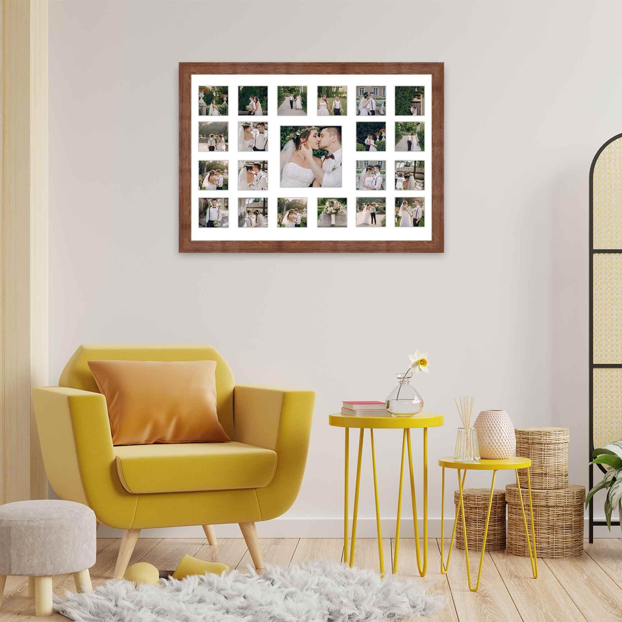 CountryArtHouse CountryArtHouse Wedding Photo Collage Solid Wood Frame - Holds 21 Photos - Great For Pics Captured by Friends & Family