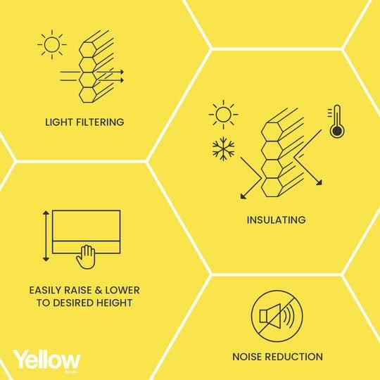 YELLOW BLINDS YELLOW BLINDS Cellular Shades, Window Blinds for Room, Window Coverings for Home Decor Series, Snow (Light Filtering), 34.75" W x 48" H