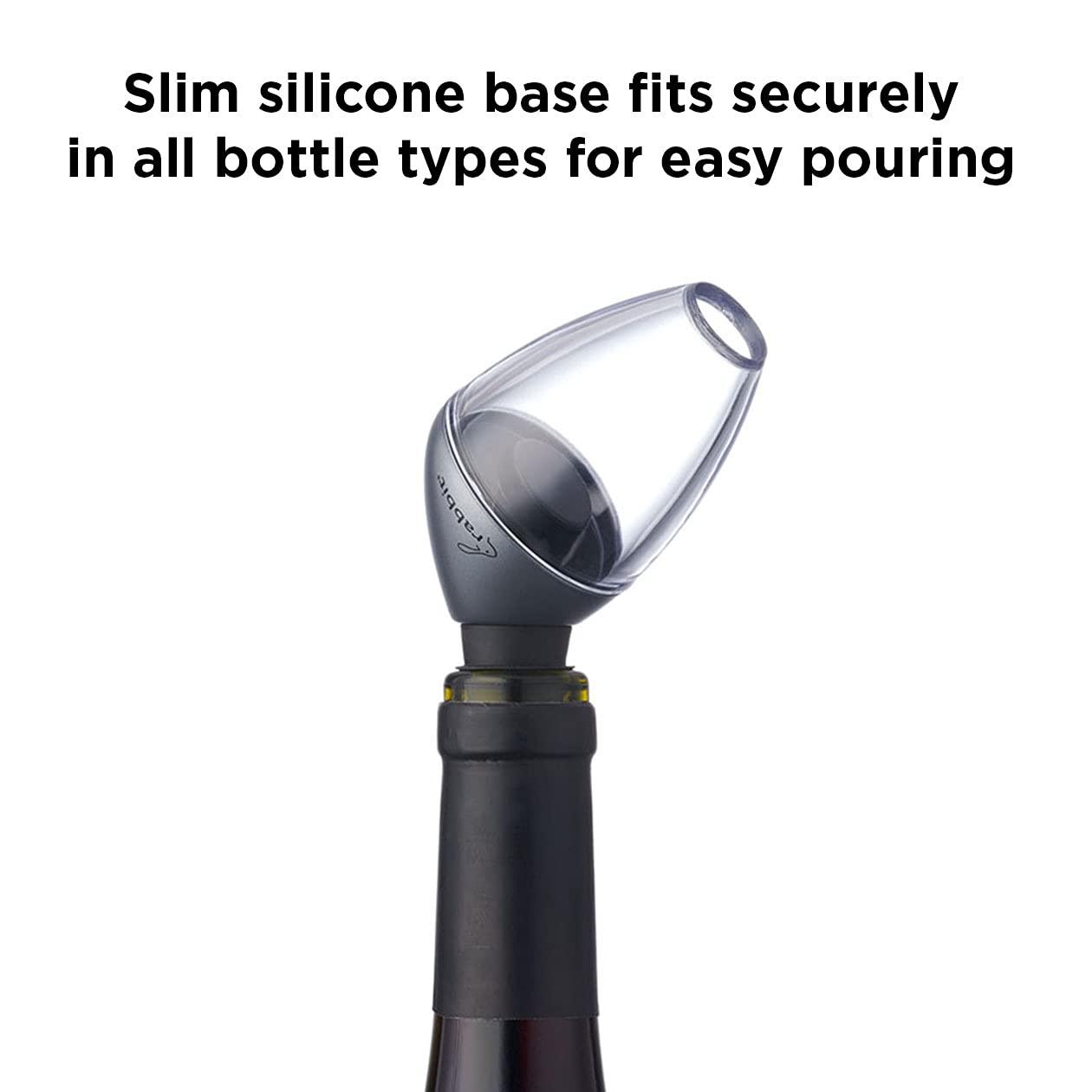 Rabbit Rabbit Wine Aerator and Pourer, 7-Inch, Silver/Black/Clear