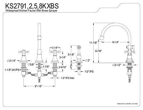 Kingston Brass Kingston Brass KS2792KXBS Governor Deck Mount Kitchen Faucet with Brass Sprayer, 8-1/4-Inch, Polished Brass