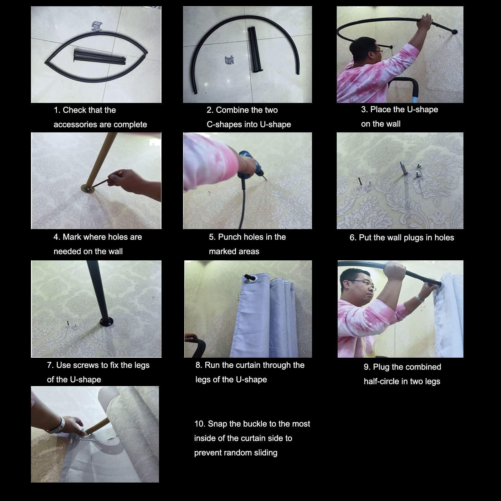 Madamera Madamera Clothing Store Fitting Room, Changing Room Used in Mall and Office, U-Dressing Room for Privacy Protection and Room Divider, Including Shading Curtain, Hanging Rod and Hook Up